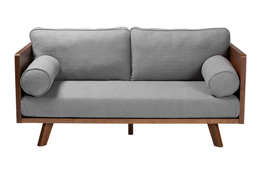 Baxton Studio - Uriel Sofa - Uriel-3S-Grey/Walnut-SF view 2