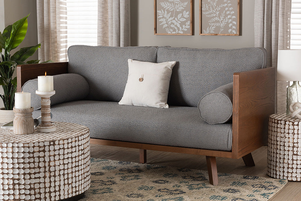 Baxton Studio - Uriel Sofa - Uriel-3S-Grey/Walnut-SF view 5