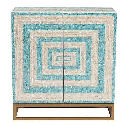 Baxton Studio - Utari Storage Cabinet in Mosaic Beige/Blue/White/Gold - F232-FT85- Cabinet view 3