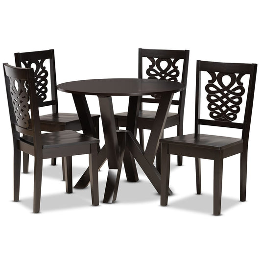 Baxton Studio - Valda Dining Set in Dark Brown - Valda-Dark Brown-5PC Dining Set view 1