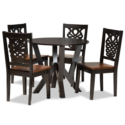 Baxton Studio - Valda Dining Set in Dark Brown/Walnut Brown - Valda-Dark Brown/Walnut-5PC Dining Set view 1