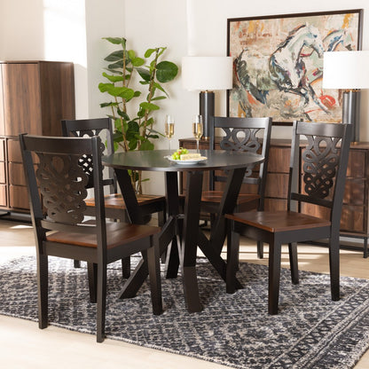 Baxton Studio - Valda Dining Set in Dark Brown/Walnut Brown - Valda-Dark Brown/Walnut-5PC Dining Set view 7