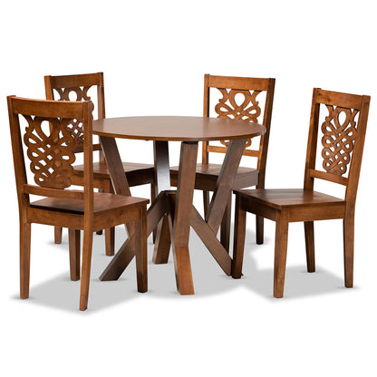 Baxton Studio - Valda Dining Set in Walnut Brown - Valda-Walnut-5PC Dining Set view 1