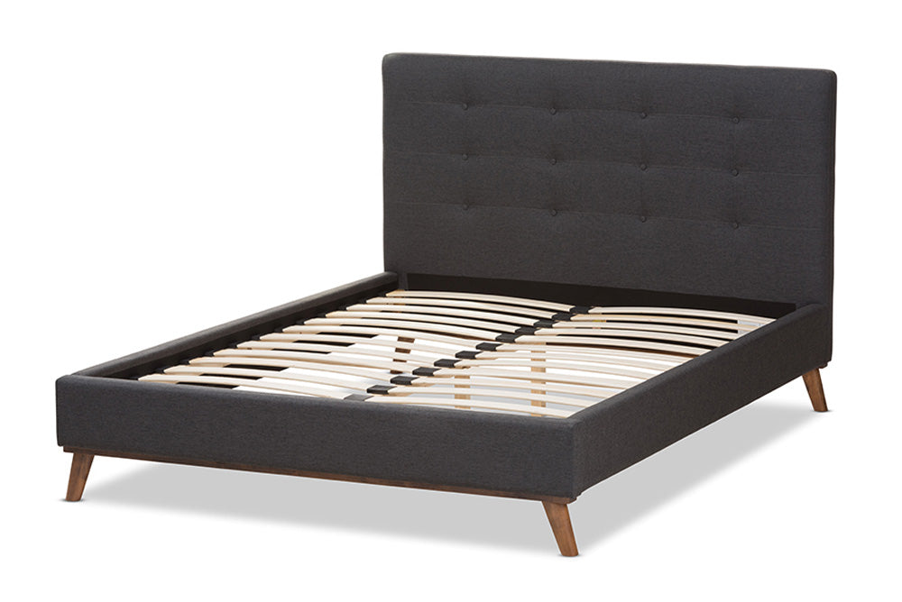 Baxton Studio - Valencia Full Size Bed - BBT6662-Dark Grey-Full view 3