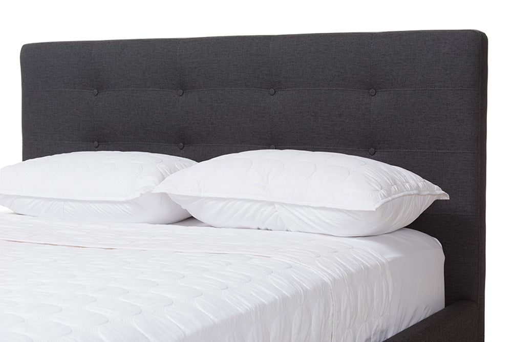 Baxton Studio - Valencia Full Size Bed - BBT6662-Dark Grey-Full view 6