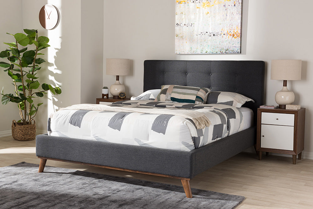 Baxton Studio - Valencia Full Size Bed - BBT6662-Dark Grey-Full view 9