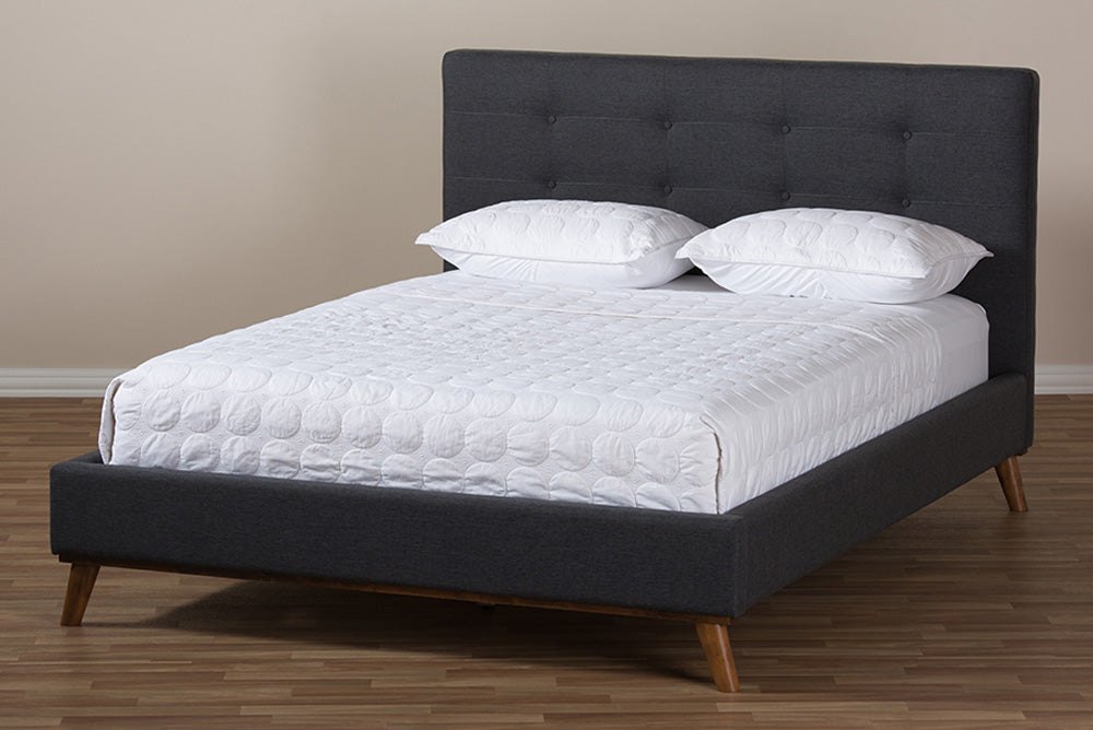 Baxton Studio - Valencia Full Size Bed - BBT6662-Dark Grey-Full view 10
