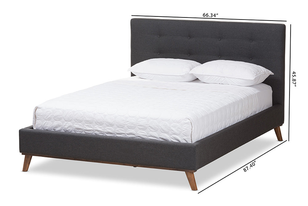 Baxton Studio - Valencia Full Size Bed - BBT6662-Dark Grey-Full view 11