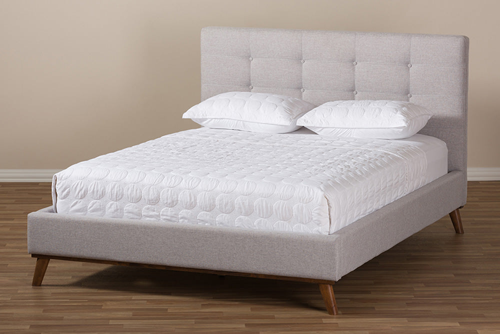 Baxton Studio - Valencia Full Size Bed - BBT6662-Greyish Beige-Full view 9