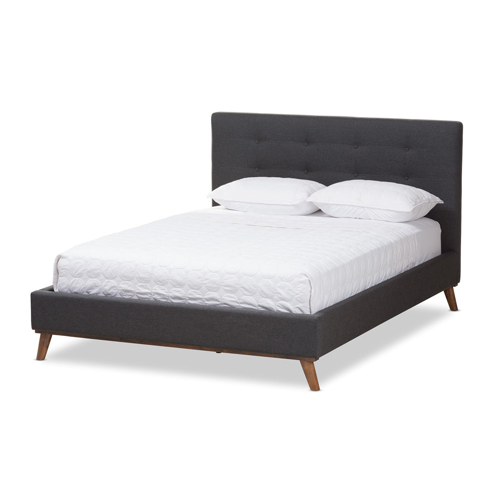 Baxton Studio - Valencia Queen Size Bed in Dark Grey - BBT6662-Dark Grey-Queen view 1