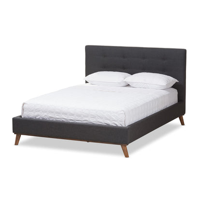 Baxton Studio - Valencia Queen Size Bed in Dark Grey - BBT6662-Dark Grey-Queen view 1