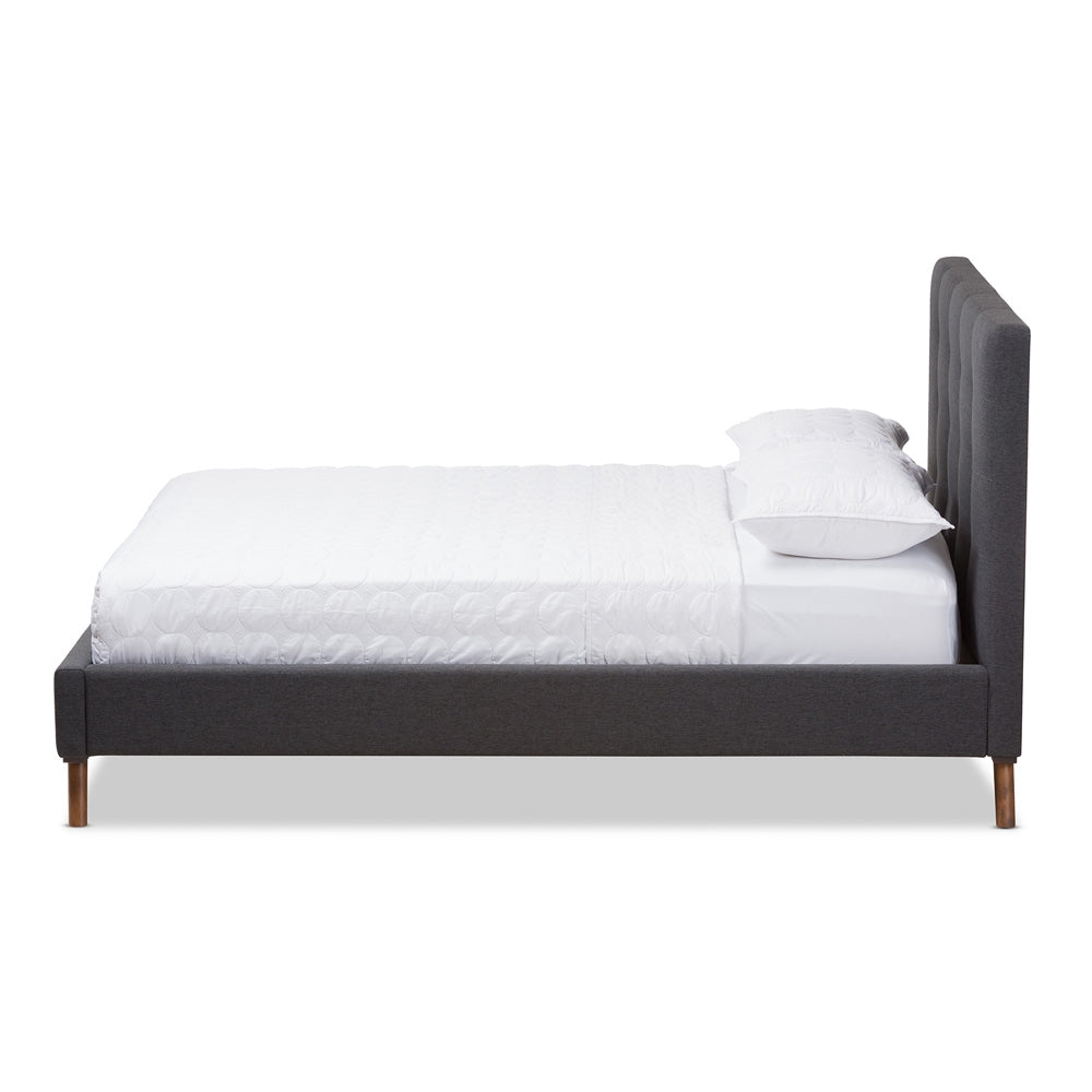Baxton Studio - Valencia Queen Size Bed in Dark Grey - BBT6662-Dark Grey-Queen view 2