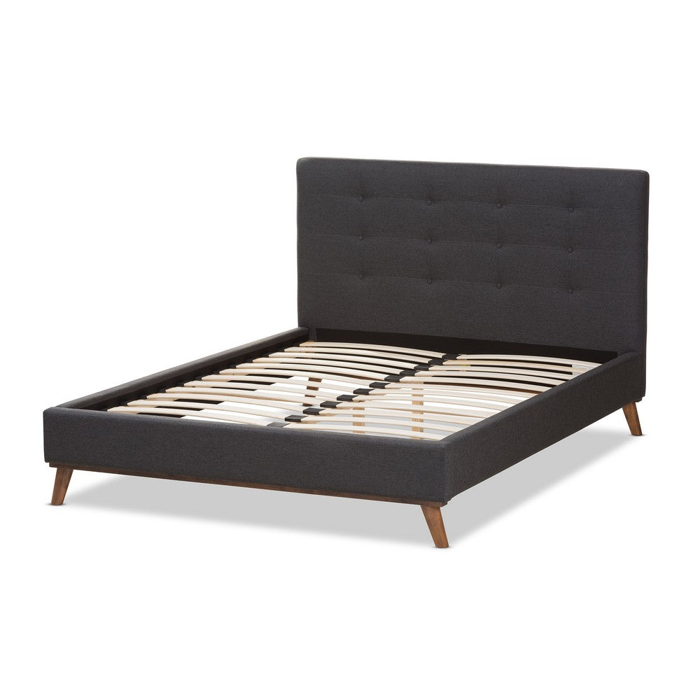 Baxton Studio - Valencia Queen Size Bed in Dark Grey - BBT6662-Dark Grey-Queen view 3