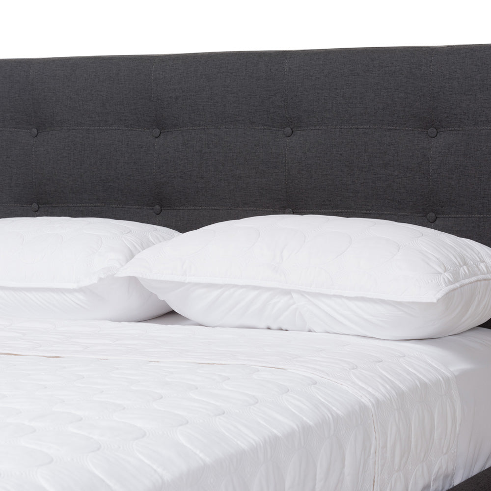 Baxton Studio - Valencia Queen Size Bed in Dark Grey - BBT6662-Dark Grey-Queen view 5