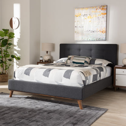 Baxton Studio - Valencia Queen Size Bed in Dark Grey - BBT6662-Dark Grey-Queen view 8