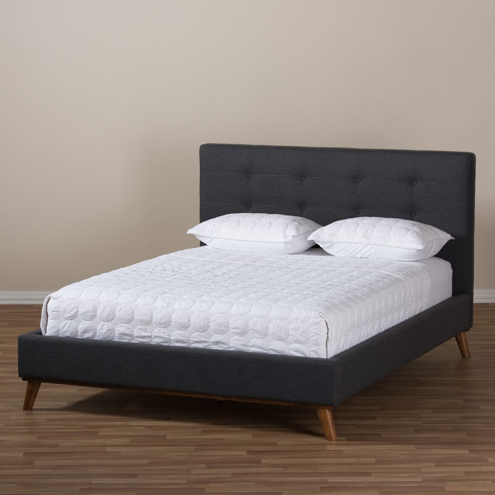 Baxton Studio - Valencia Queen Size Bed in Dark Grey - BBT6662-Dark Grey-Queen view 9