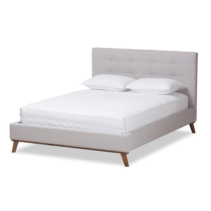 Baxton Studio - Valencia Queen Size Bed in Greyish Beige - BBT6662-Greyish Beige-Queen view 1