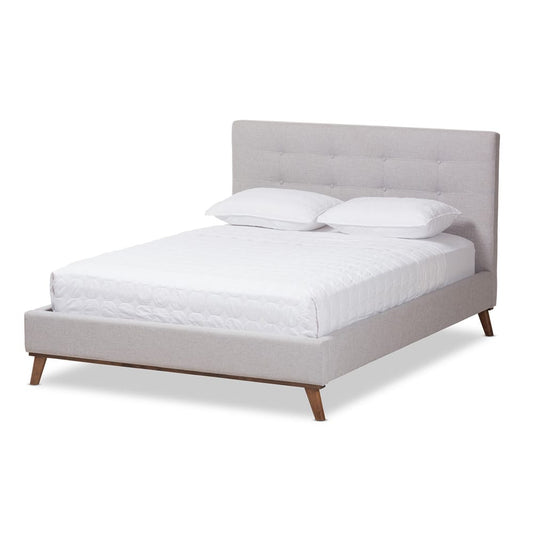 Baxton Studio - Valencia Queen Size Bed in Greyish Beige - BBT6662-Greyish Beige-Queen view 1