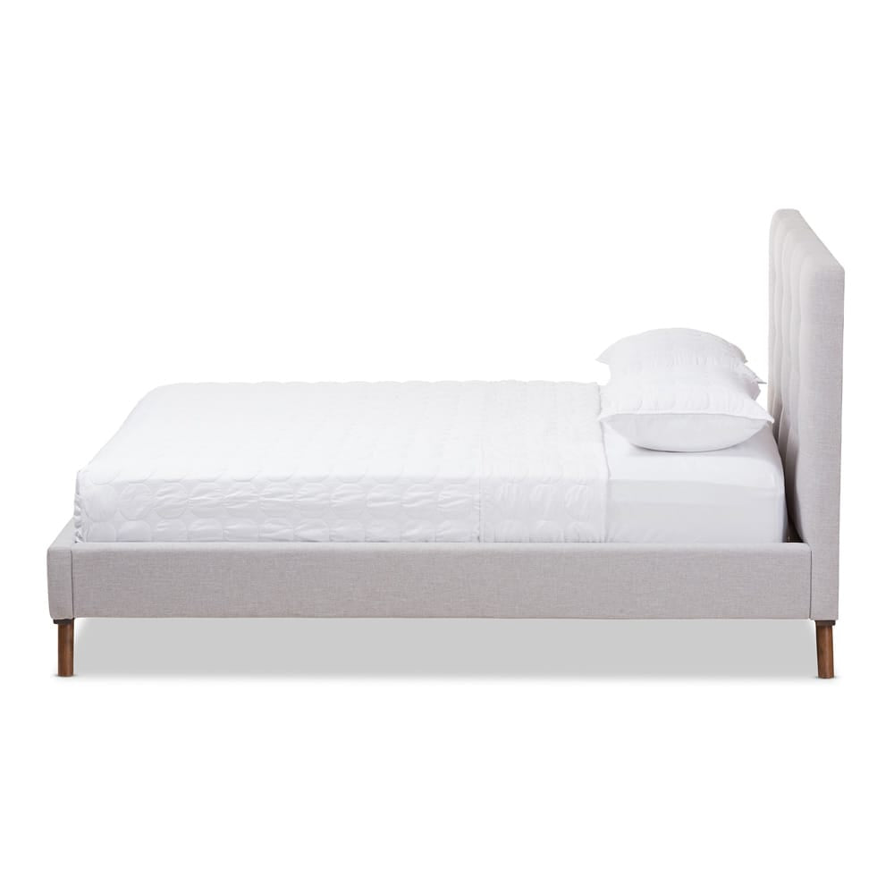 Baxton Studio - Valencia Queen Size Bed in Greyish Beige - BBT6662-Greyish Beige-Queen view 2