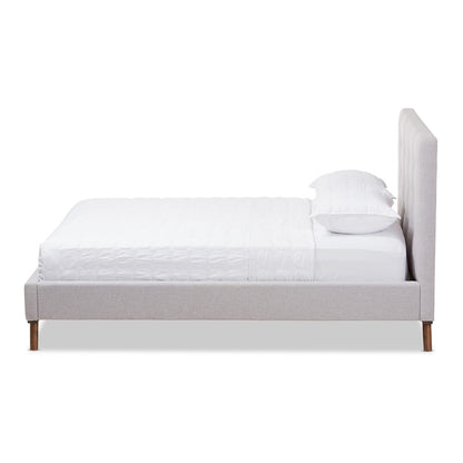 Baxton Studio - Valencia Queen Size Bed in Greyish Beige - BBT6662-Greyish Beige-Queen view 2