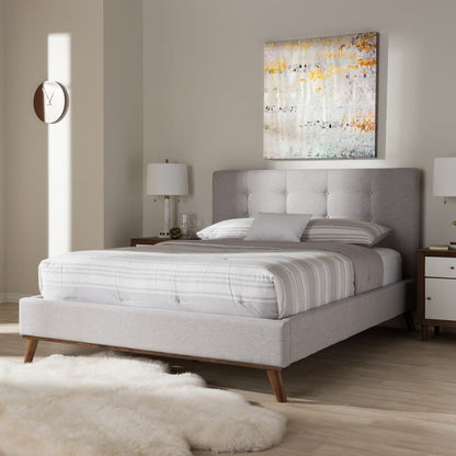 Baxton Studio - Valencia Queen Size Bed in Greyish Beige - BBT6662-Greyish Beige-Queen view 8