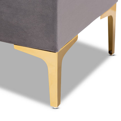 Baxton Studio - Valere Storage Ottoman in Grey/Gold - WS-H68-GD-Grey Velvet/Gold-Otto view 7