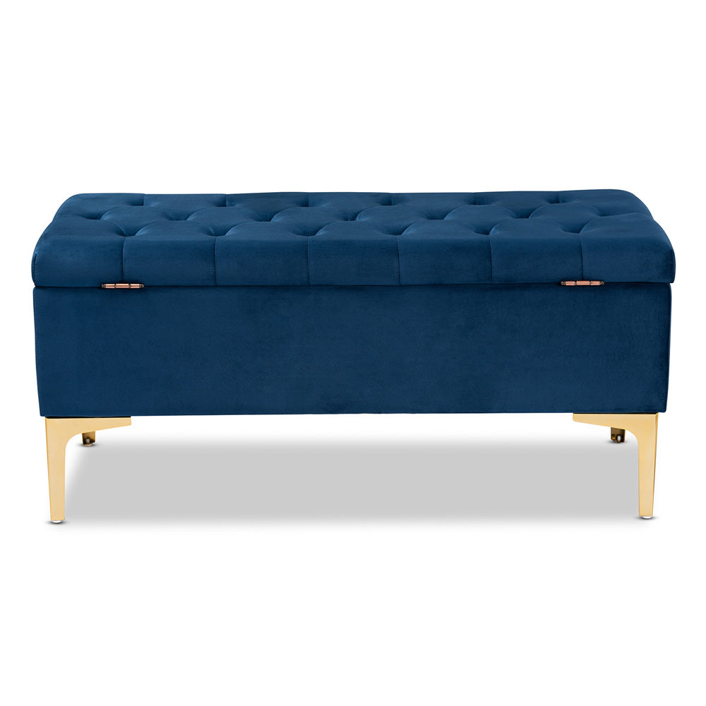 Baxton Studio - Valere Storage Ottoman in Navy Blue/Gold - WS-H68-GD-Navy Blue Velvet/Gold-Otto view 5