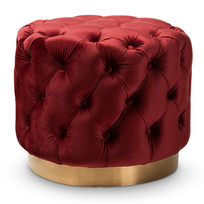 Baxton Studio - Valeria Ottoman in Burgundy/Gold - TSFOT030-Burgundy/Gold-Otto view 1