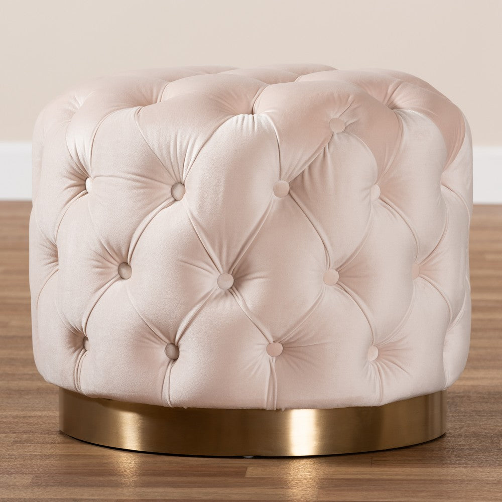 Baxton Studio - Valeria Ottoman in Light Beige/Gold - TSFOT030-Light Beige/Gold-Otto view 4
