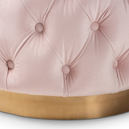 Baxton Studio - Valeria Ottoman in Light Pink/Gold - TSFOT030-Light Pink/Gold-Otto view 2