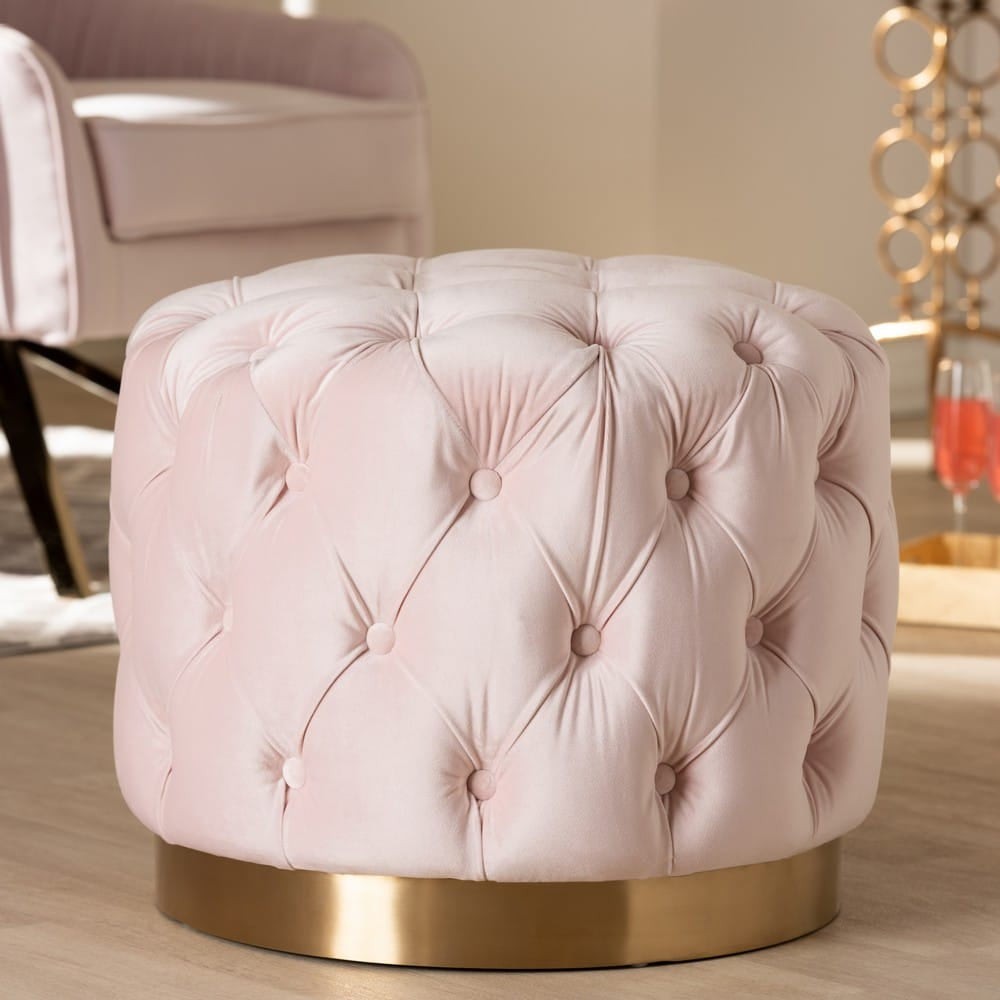Baxton Studio - Valeria Ottoman in Light Pink/Gold - TSFOT030-Light Pink/Gold-Otto view 3