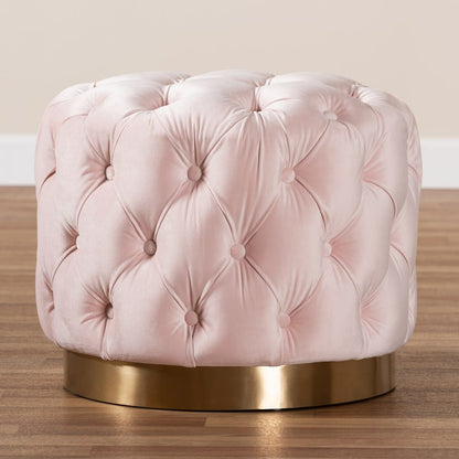 Baxton Studio - Valeria Ottoman in Light Pink/Gold - TSFOT030-Light Pink/Gold-Otto view 4