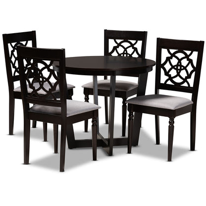Baxton Studio - Valerie Dining Set in Grey/dark brown - Valerie-Grey/Dark Brown-5PC Dining Set view 1
