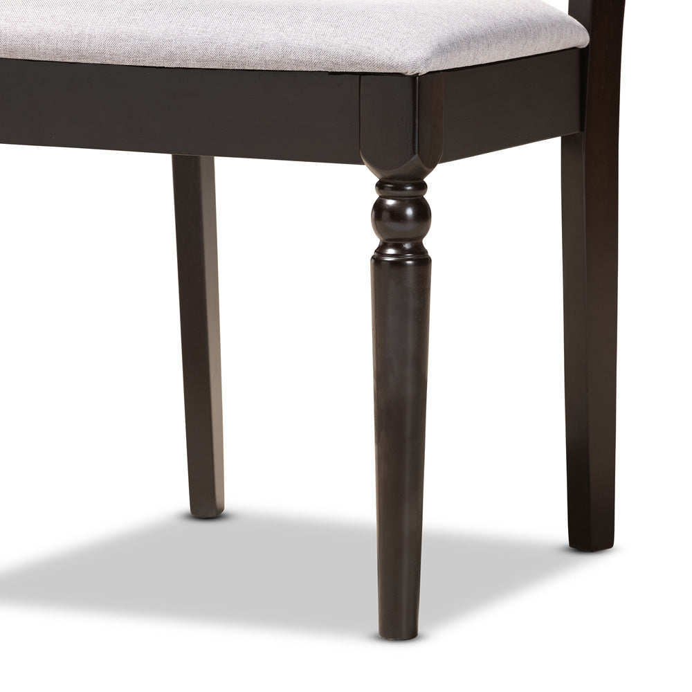 Baxton Studio - Valerie Dining Set in Grey/dark brown - Valerie-Grey/Dark Brown-5PC Dining Set view 6