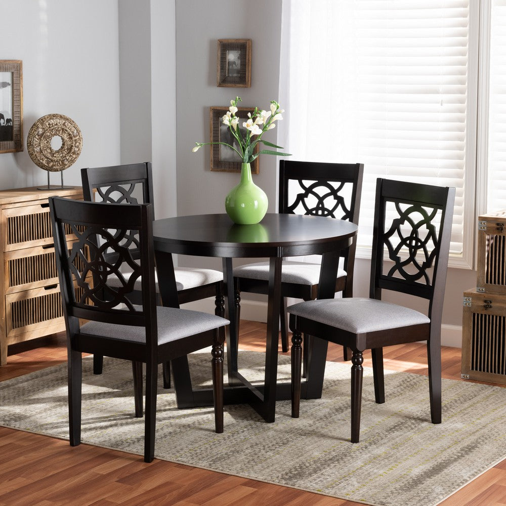 Baxton Studio - Valerie Dining Set in Grey/dark brown - Valerie-Grey/Dark Brown-5PC Dining Set view 7