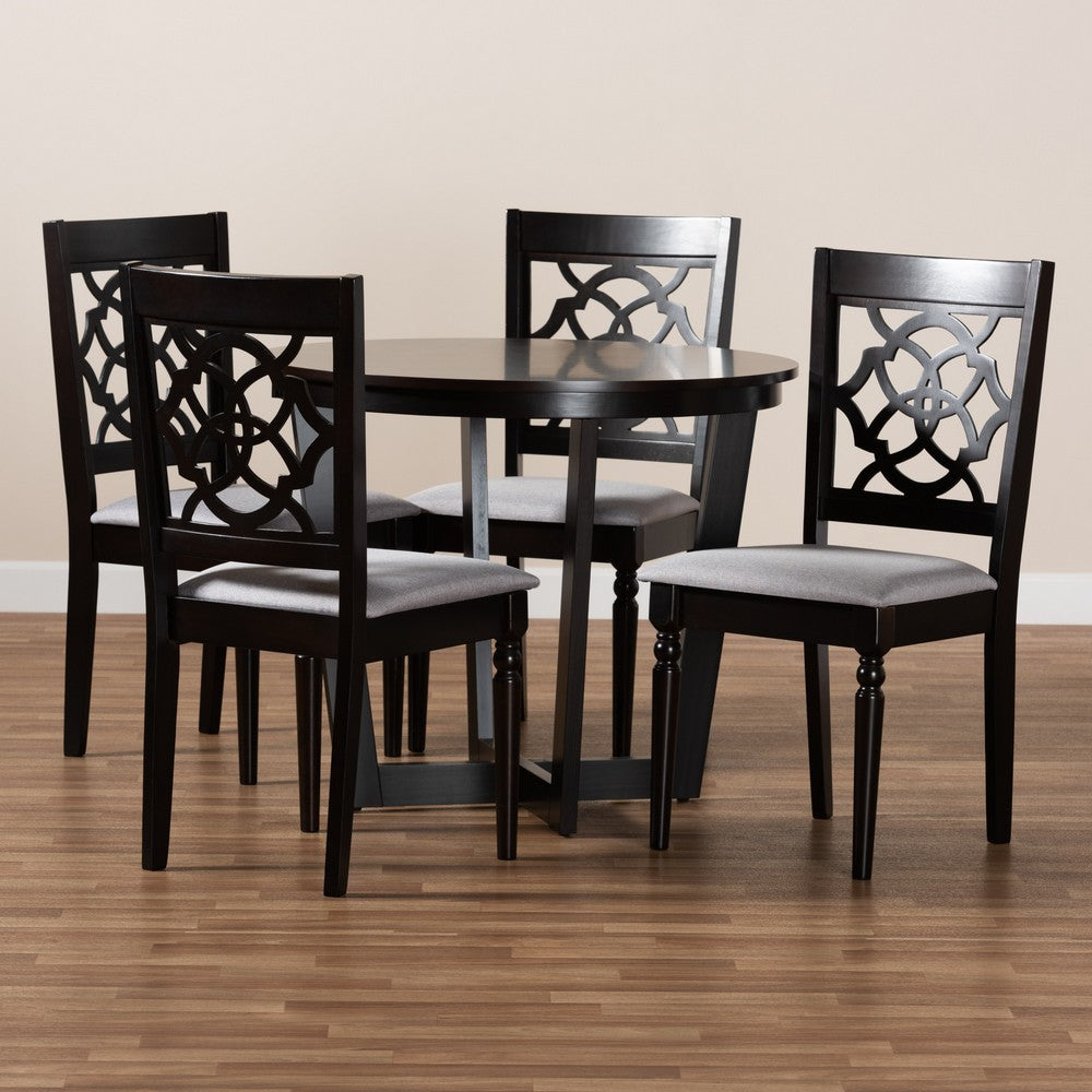 Baxton Studio - Valerie Dining Set in Grey/dark brown - Valerie-Grey/Dark Brown-5PC Dining Set view 8