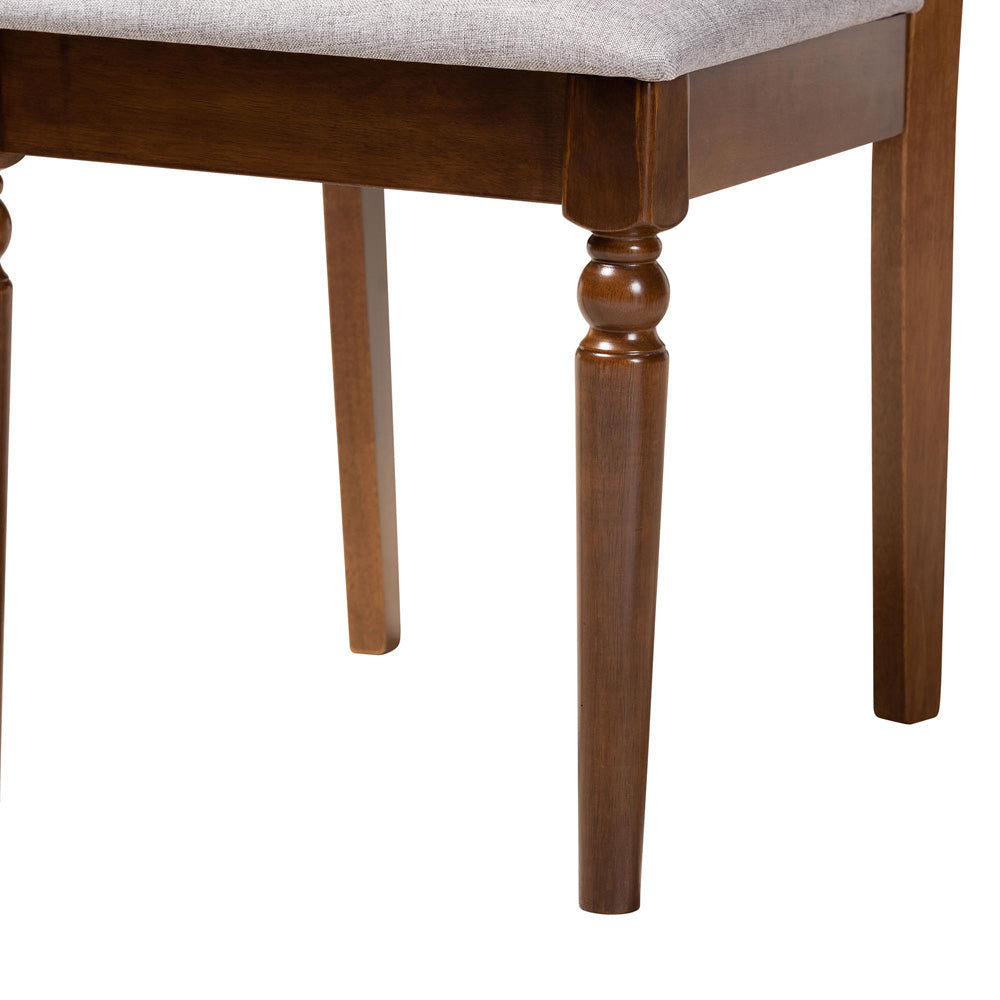 Baxton Studio - Valerie Dining Set in Grey/Walnut Brown - Ferne-Grey/Walnut-5PC Dining Set view 6