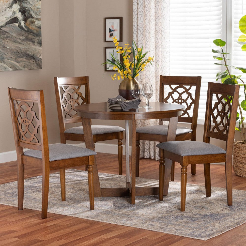 Baxton Studio - Valerie Dining Set in Grey/Walnut Brown - Ferne-Grey/Walnut-5PC Dining Set view 8