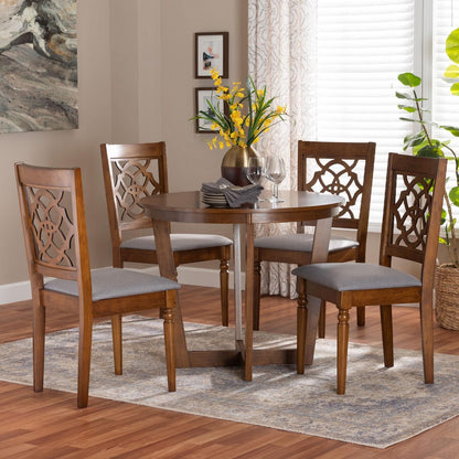Baxton Studio - Valerie Dining Set in Grey/Walnut Brown - Ferne-Grey/Walnut-5PC Dining Set view 8