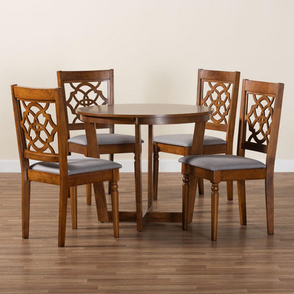 Baxton Studio - Valerie Dining Set in Grey/Walnut Brown - Ferne-Grey/Walnut-5PC Dining Set view 9