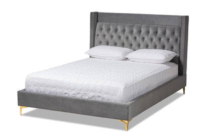 Baxton Studio - Valery Queen Size Bed - BBT6740-Dark Grey-Queen view 1