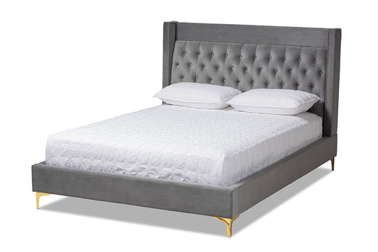 Baxton Studio - Valery Queen Size Bed - BBT6740-Dark Grey-Queen view 1