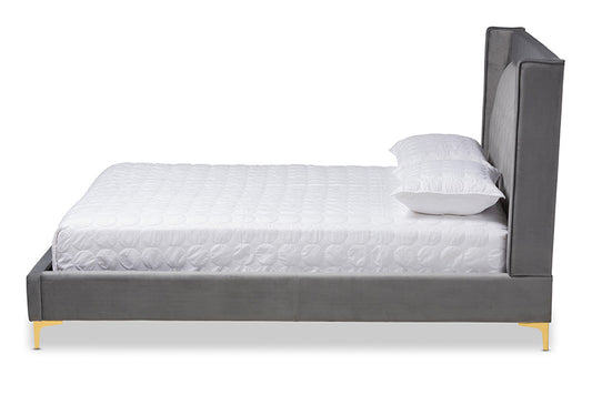 Baxton Studio - Valery Queen Size Bed - BBT6740-Dark Grey-Queen view 2