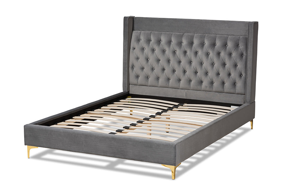 Baxton Studio - Valery Queen Size Bed - BBT6740-Dark Grey-Queen view 3