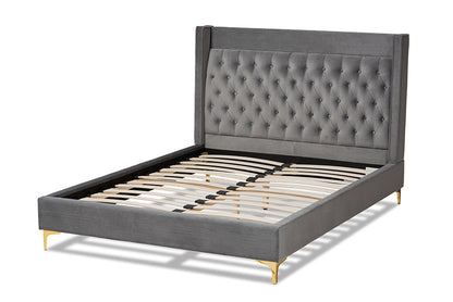 Baxton Studio - Valery Queen Size Bed - BBT6740-Dark Grey-Queen view 3
