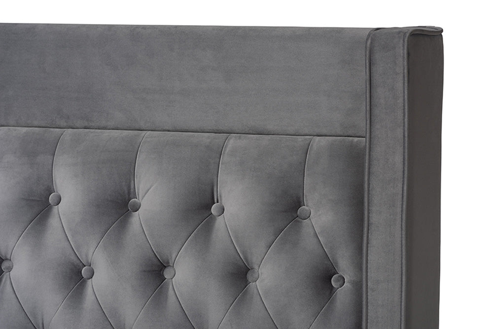 Baxton Studio - Valery Queen Size Bed - BBT6740-Dark Grey-Queen view 4