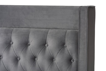 Baxton Studio - Valery Queen Size Bed - BBT6740-Dark Grey-Queen view 4