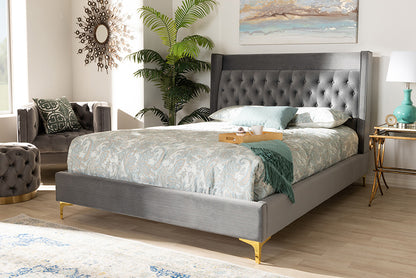 Baxton Studio - Valery Queen Size Bed - BBT6740-Dark Grey-Queen view 5