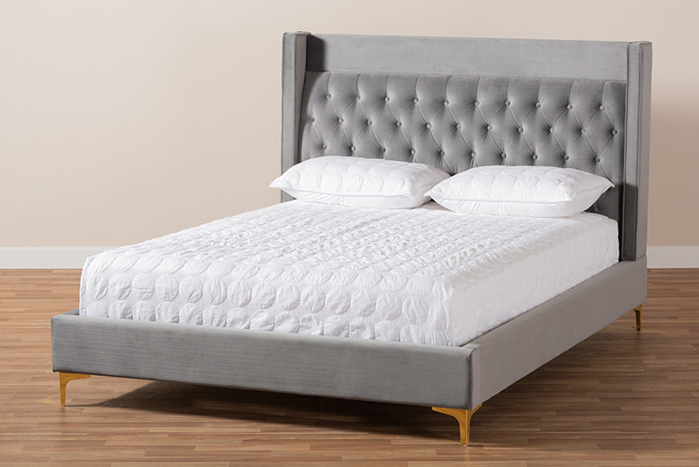 Baxton Studio - Valery Queen Size Bed - BBT6740-Dark Grey-Queen view 7