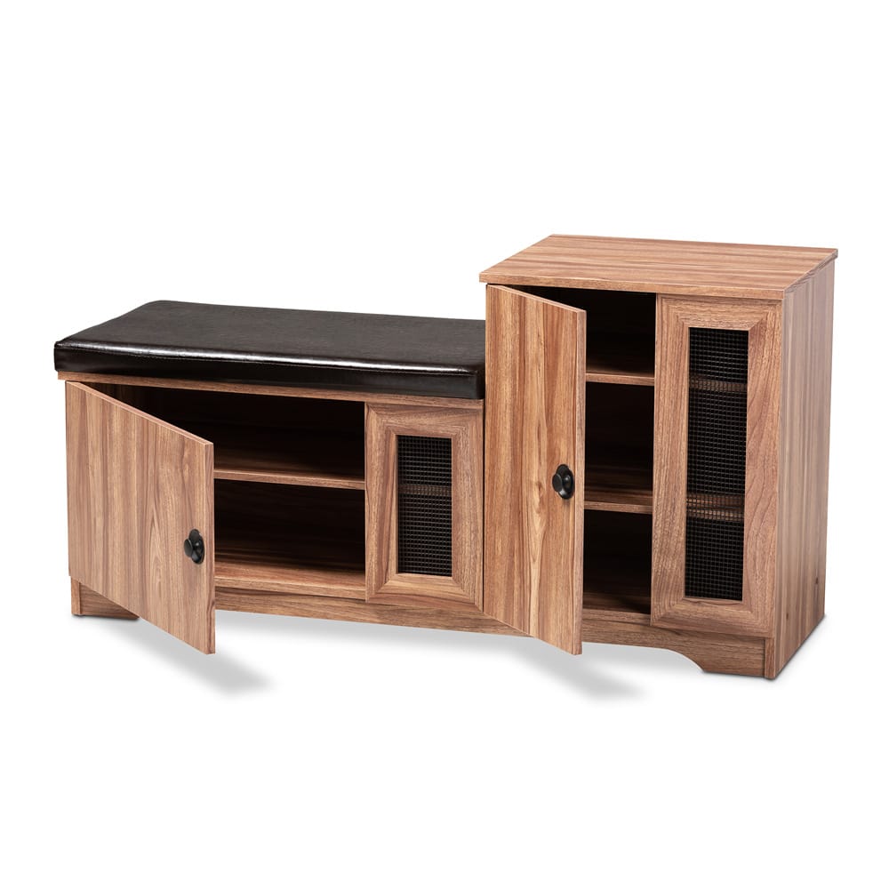 Baxton Studio - Valina Shoe Cabinet in Dark Brown/Oak - FP-1805-5007 view 2